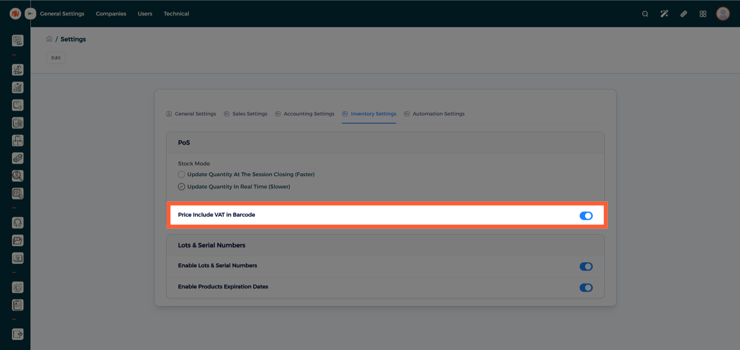 الخطوة 3 - تفعيل ضريبة القيمة المضافة في الباركود