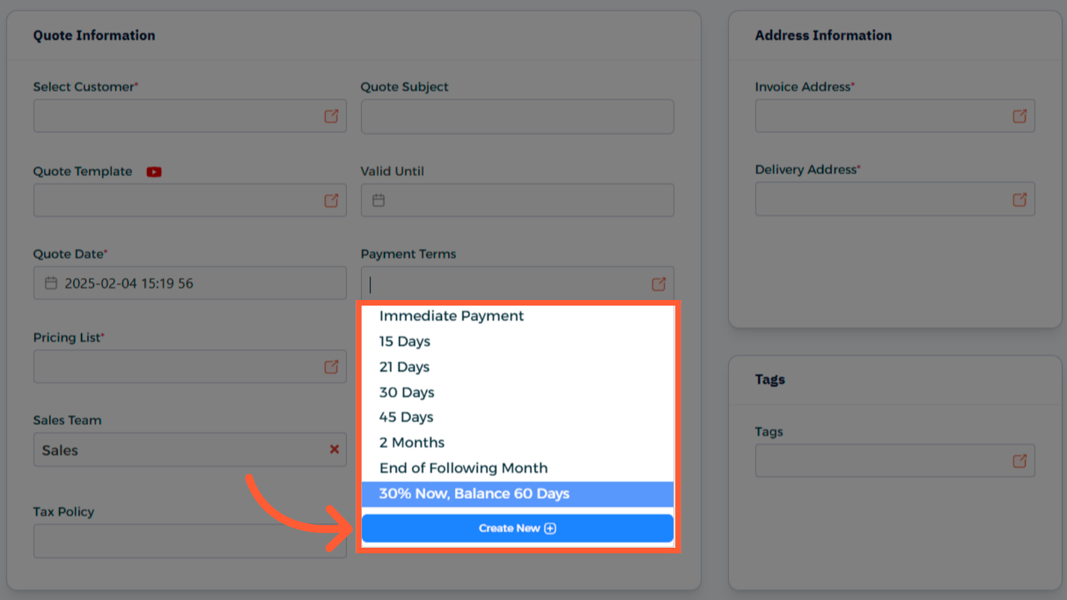 Step 2 - Quick Add from Transaction
