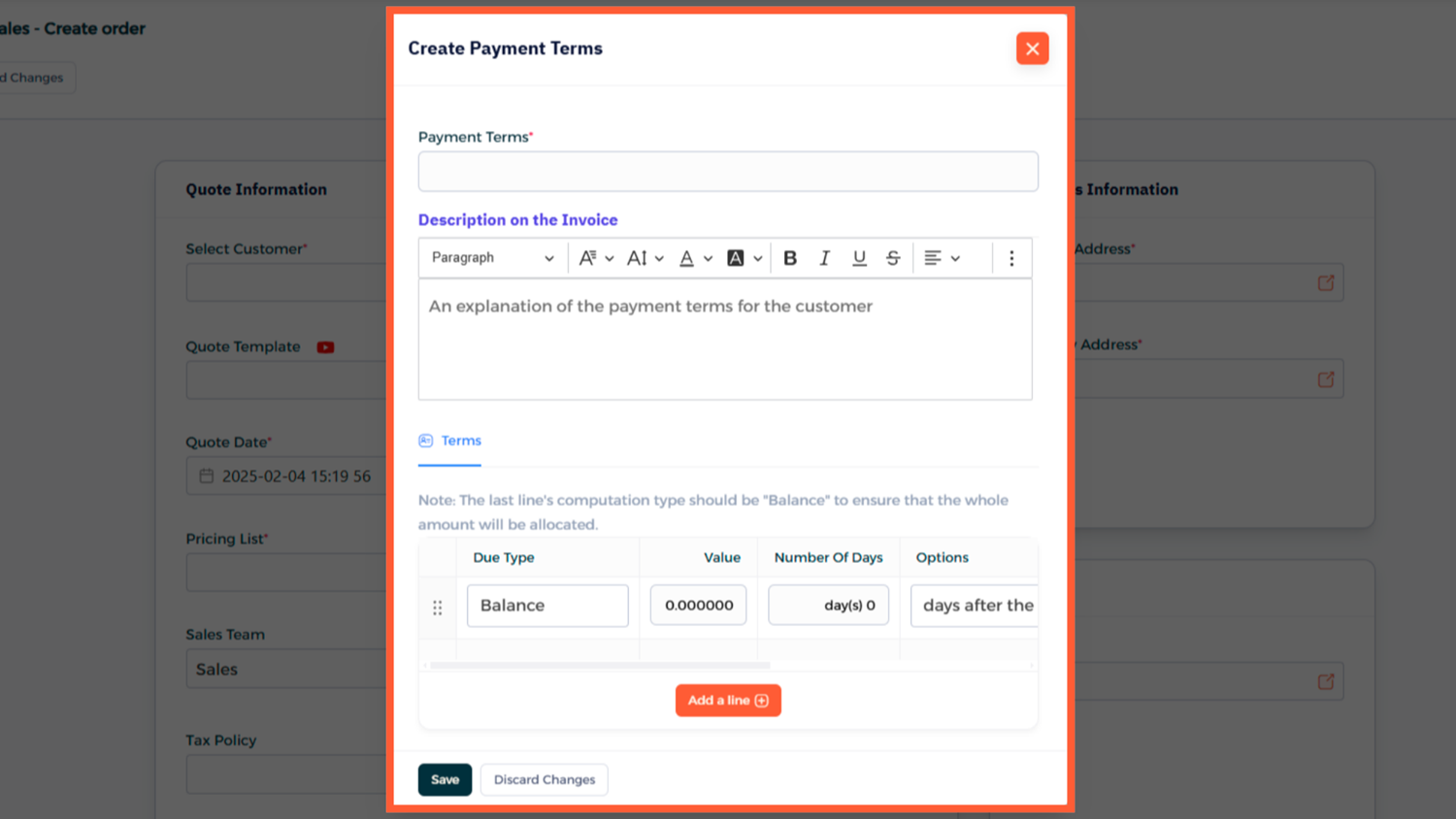 Step 2 - Create from Dropdown